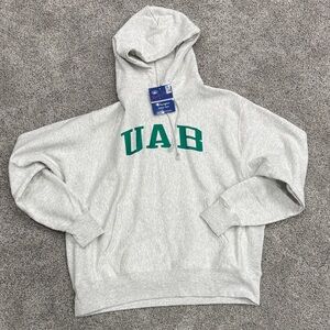 Champion Light Gray Hoodie with Green UAB Letters